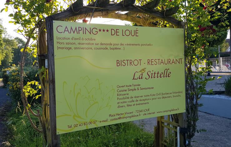 Panneau entrée restaurant camping La Sittelle