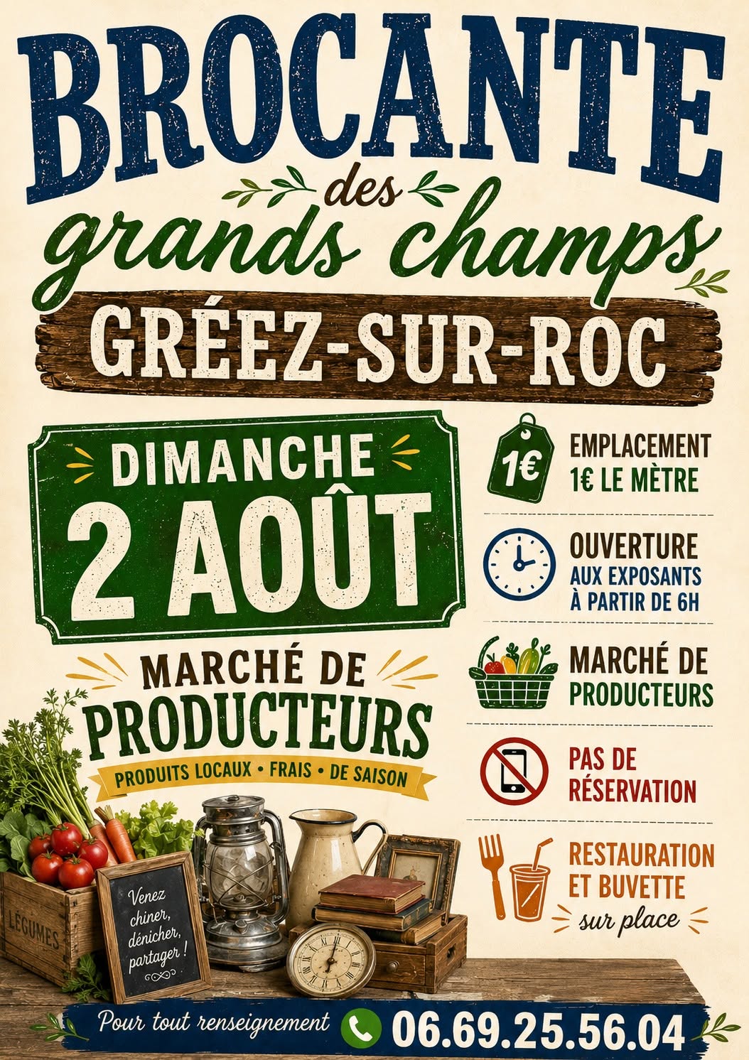 Affiche de l'événement Brocante des grands champs - Gréez sur Roc