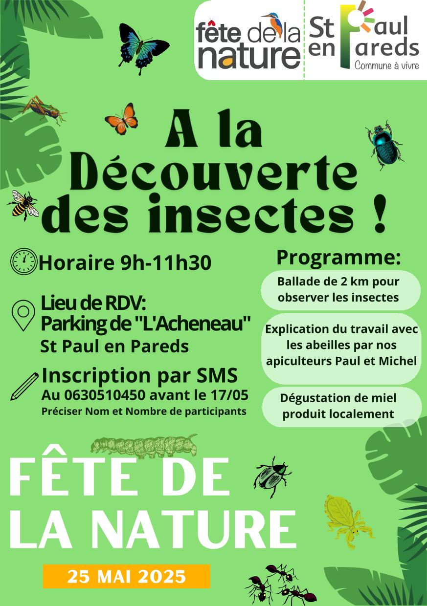 Les Herbiers : Fête de la Nature : à la découverte des insectes - St Paul en Pareds
