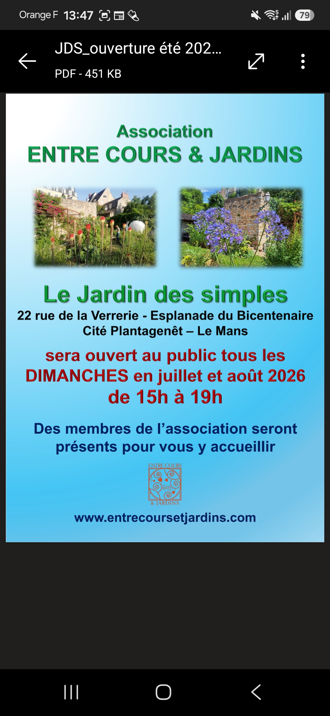 Ouverture du Jardin des Simples avec l’association Entre Cours et Jardins