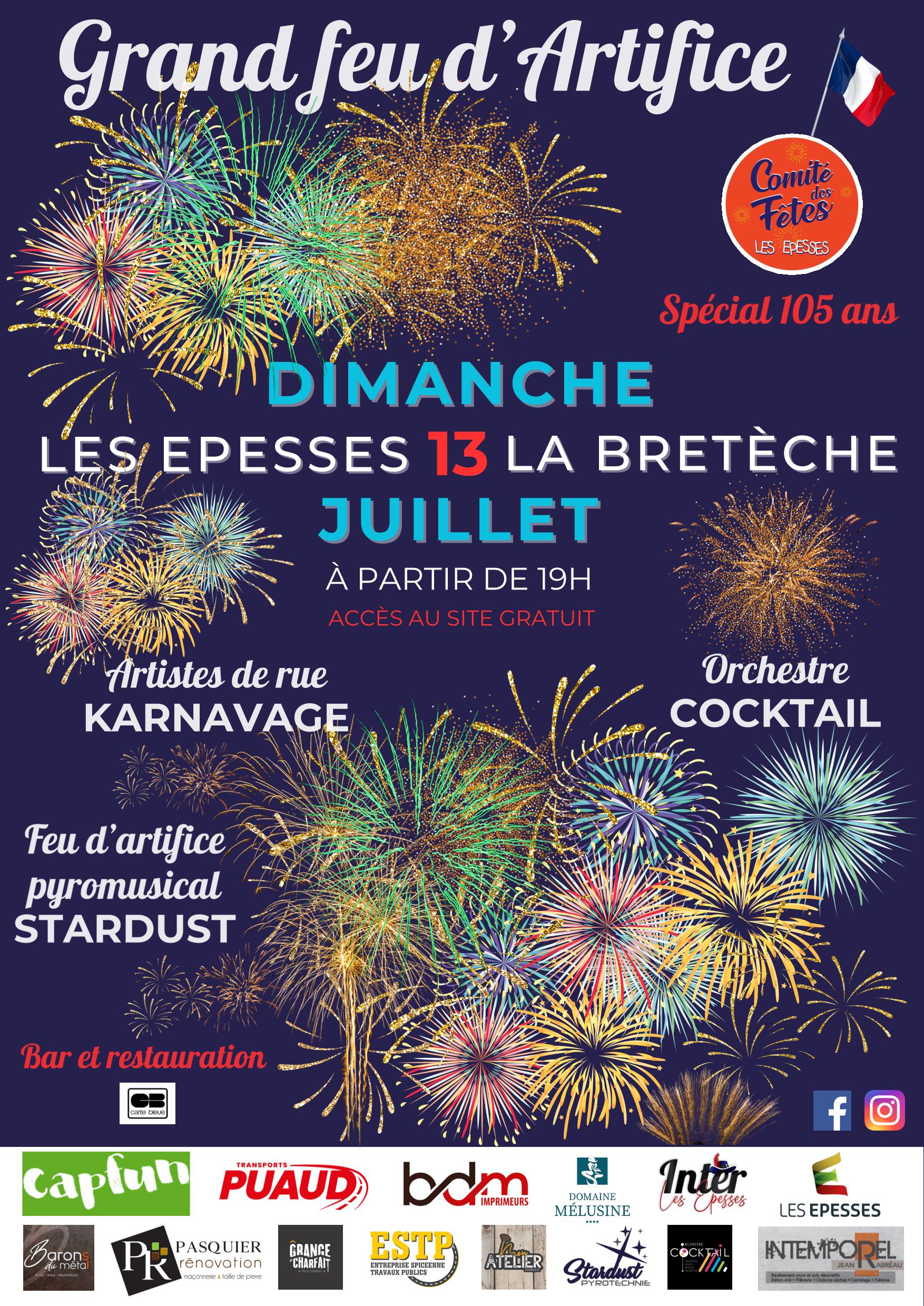 Les Herbiers : Feu d'artifice - Fête Nationale - Les Epesses