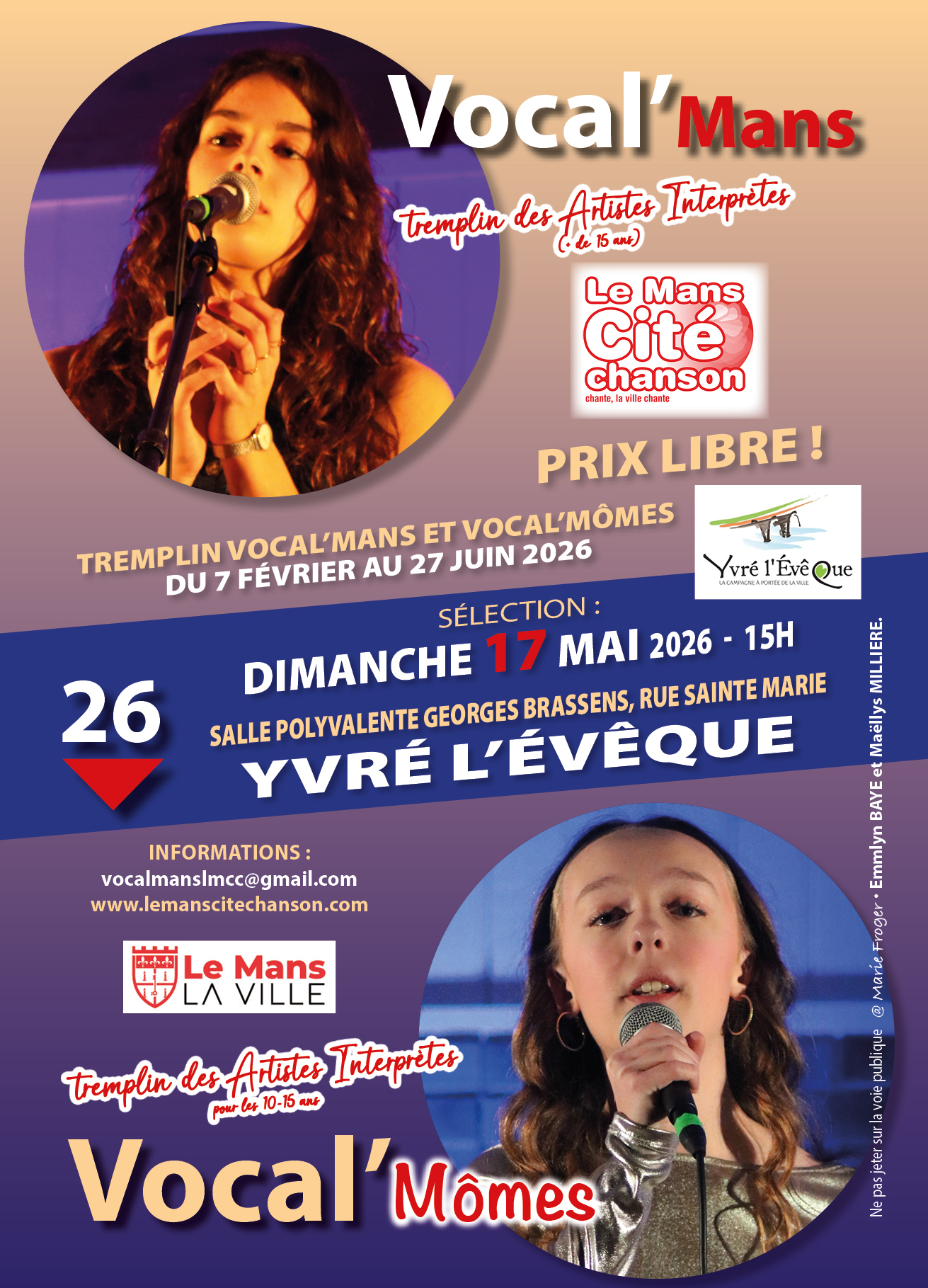 Tremplin Interprètes Vocal’Mans Vocal’Mômes – LE MANS CITE CHANSON 3ème Présélection